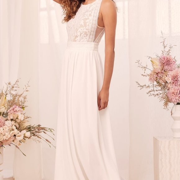 Lulu's Forever and Always Blush Lace Maxi Dress - Picture 1 of 4